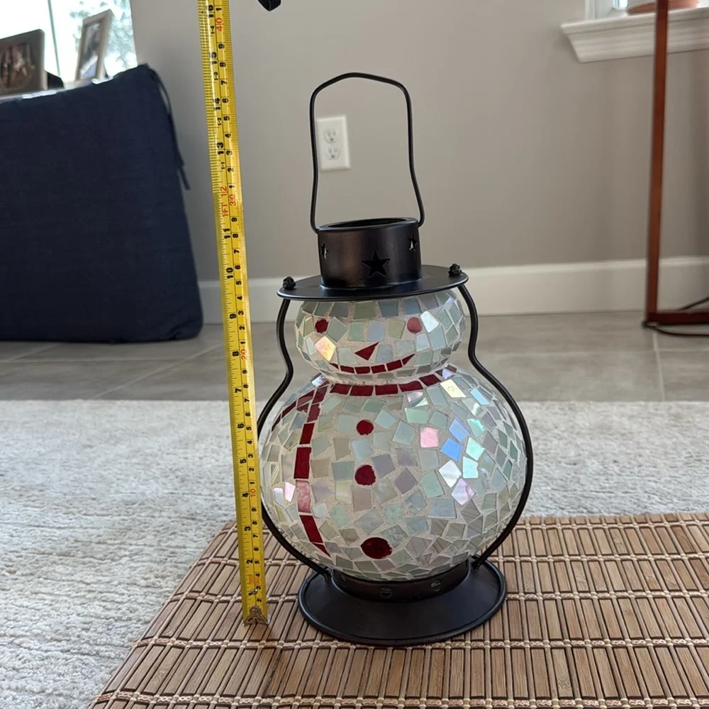 *LIKE NEW* Mosaic Tile Snowman Lantern - Adorable